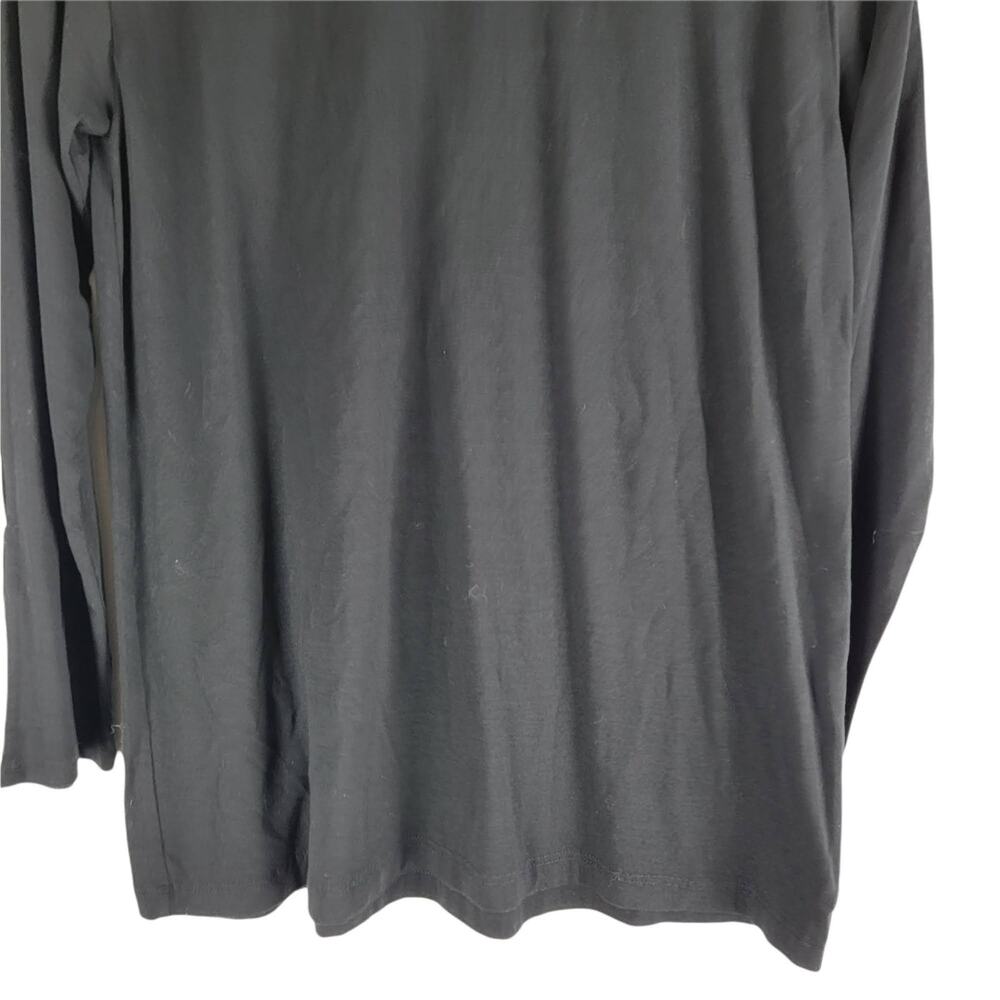 Eileen Fisher Crew Neck Cold Shoulder Slit Sleeve Top Black Size XS - Picture 3 of 6